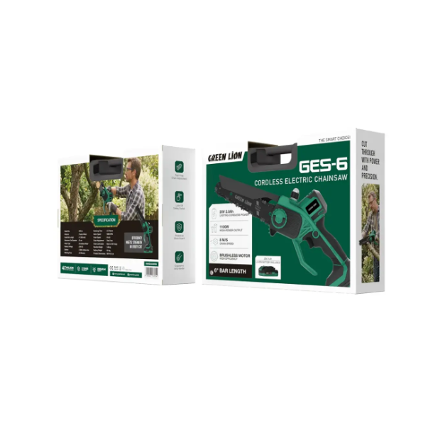 Green Lion GES-6 Cordless Electric Chainsaw - Green