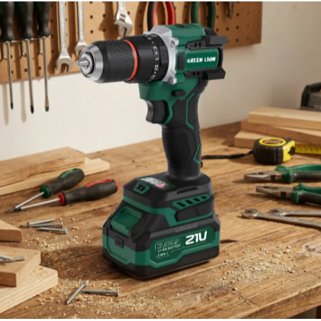Green Lion GD-16 Pro Drive Cordless Hammer Drill 2*21V 3.0Ah Battery - Green