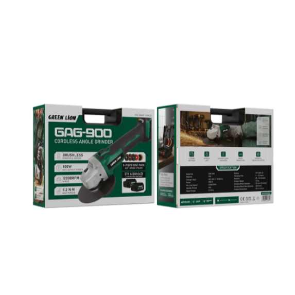 Green Lion GAG-900 Cordless Angle Grinder - Green